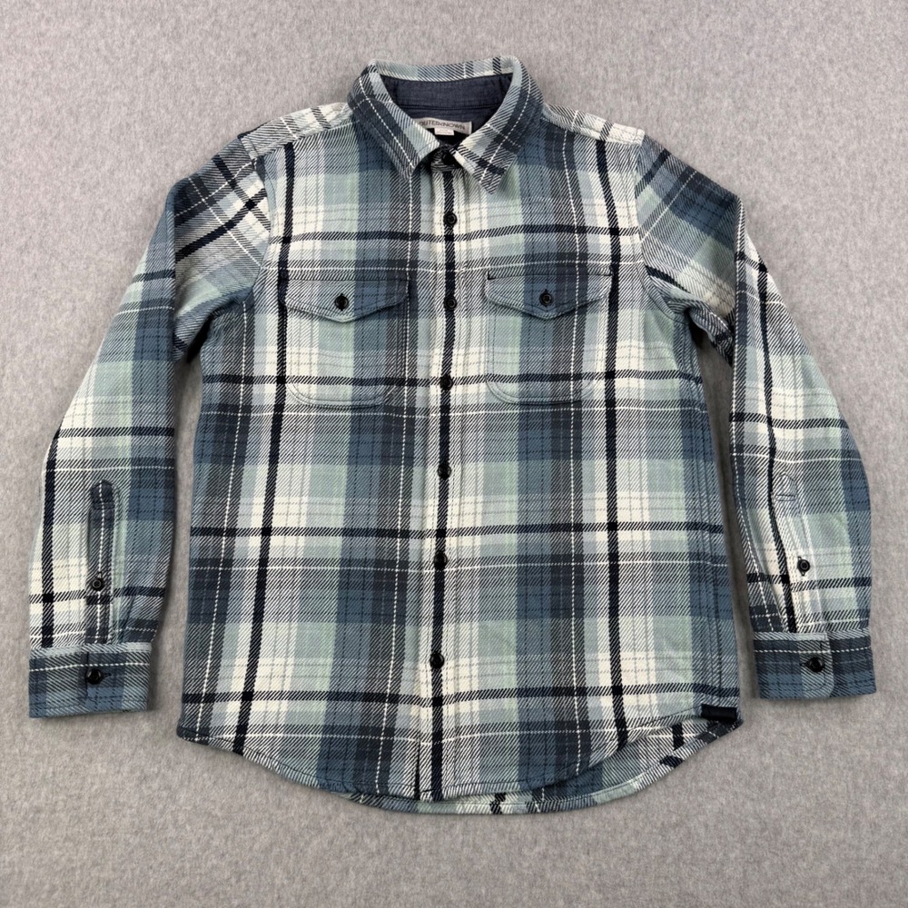 Outerknown Shirt Mens XS Blue Plaid Blanket Heavyweight Flannel Organic Cotton